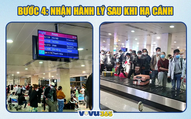 Nhận hành lý sau khi hạ cánh