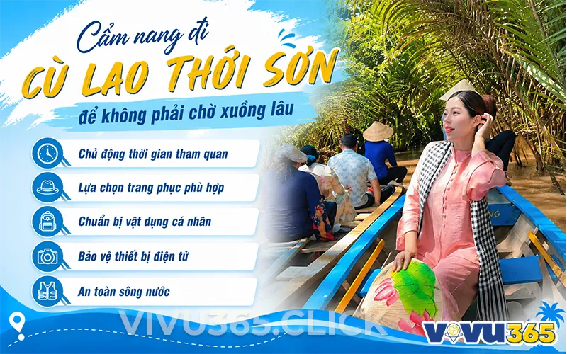 Cẩm nang đi Cù Lao Thới Sơn để không phải chờ xuồng quá lâu
