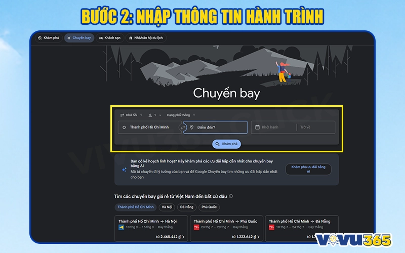 Nhập thông tin hành trình bay