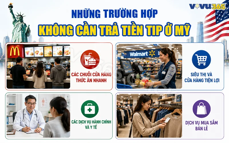 Những trường hợp không cần trả tiền Tip ở Mỹ