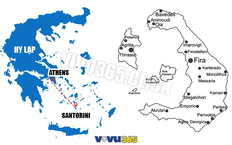 Vị trí đảo Santorini