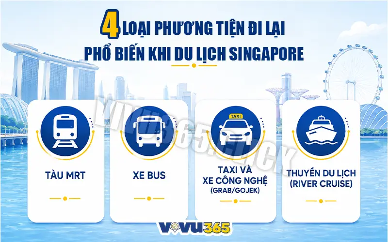 4 loại phương tiện đi lại phổ biến khi du lịch Singapore