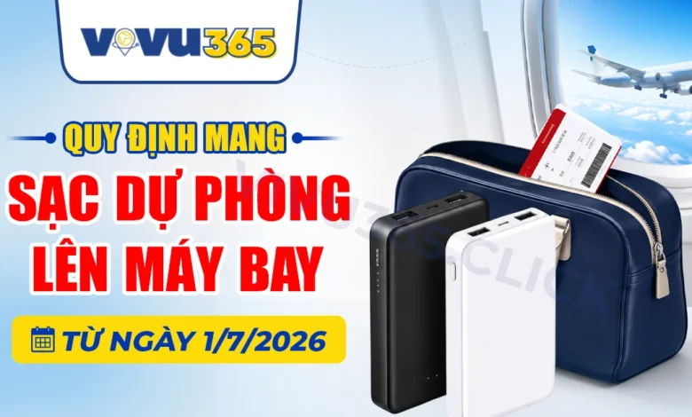 Sạc dự phòng lên máy bay